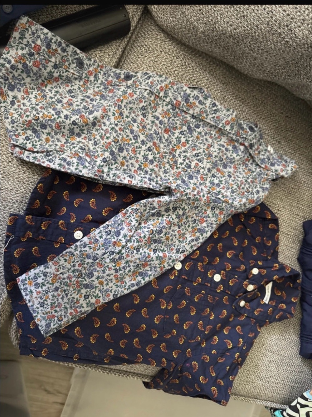 Janie and Jack Girls' Floral & Paisley Button-Down Shirts - Navy, White, Orange
